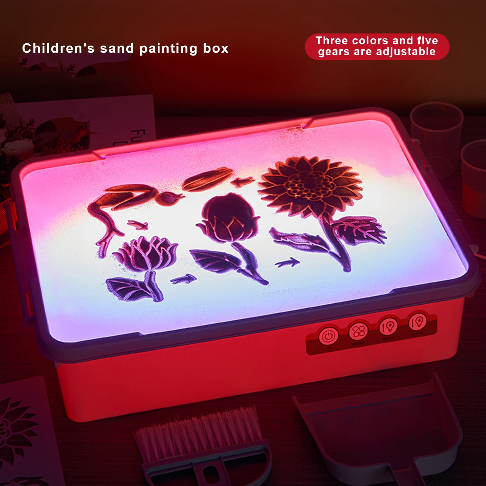 Qocolhg Light Table for Kids Manipulative | Sand Painting Light Box | Kids Light Table | Light Table Toys | Light Up Table for Kids | Sensory Light Table Accesories | 3 Modes,5-Level Dimming (Blue)