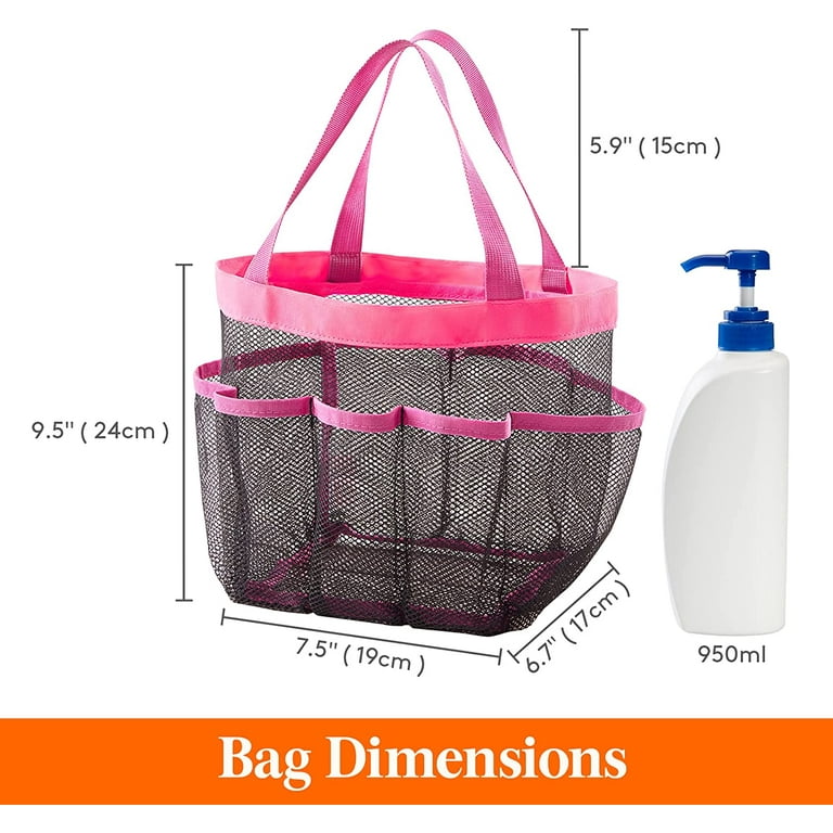  Moyad Large Mesh Shower Caddy Tote Large Tote Bag Beach Bag  Hanging Travel Shower Caddy Portable Cleaning Caddy Shower Organizer  Camping Accessories College Dorm Room Essentials for Girls Women, Pink 