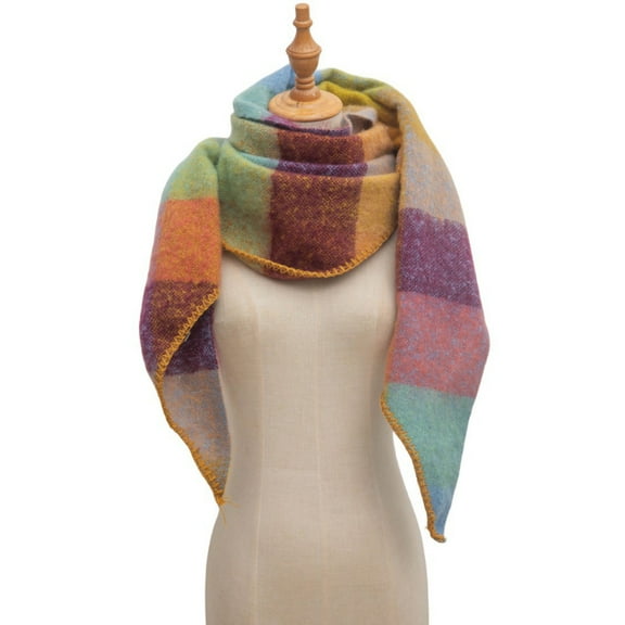 Wancir Ladies' Plaid Scarf European And Winter Circular Yarn Triangular Shawl Scarf