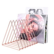Urban Deco File Storage Holder-Triangle Iron Magazine Organizer 10 Sections (Rose Gold) For Office Home Decor-Wire Holders For Magazines, Files, Folders, Newspapers.
