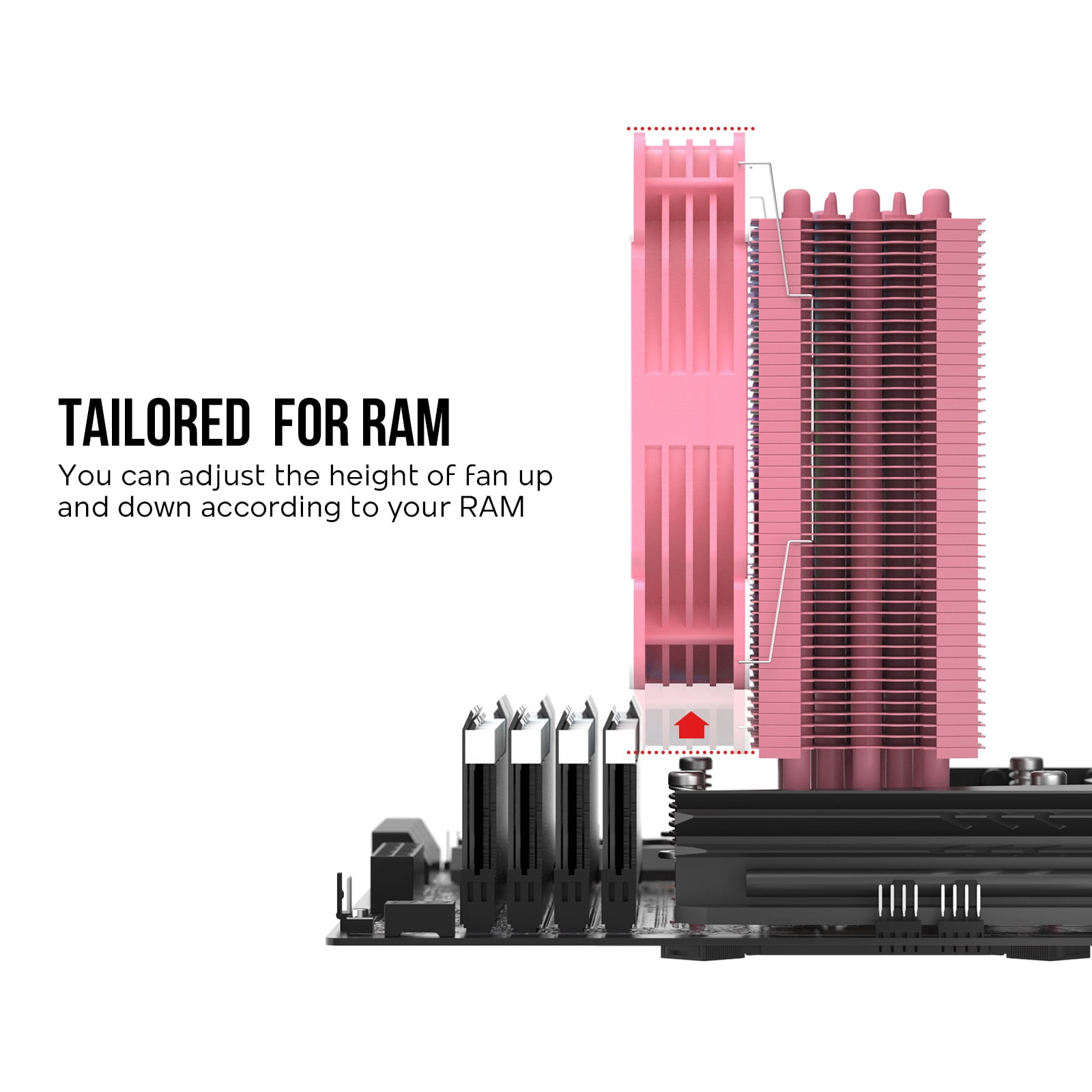 Vetroo V5 Pink CPU Air Cooler w/ 5 Heat Pipes 120mm PWM Processor Cooler for Intel LGA 1851/1700/1200/115X AMD Ryzen AM5 & AM4 w/Addressable RGB Lighting Sync