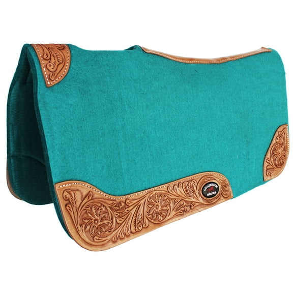 Horse SADDLE PAD Western Contoured Mohair Wool Felt Moisture Wick Teal 39RT03TL