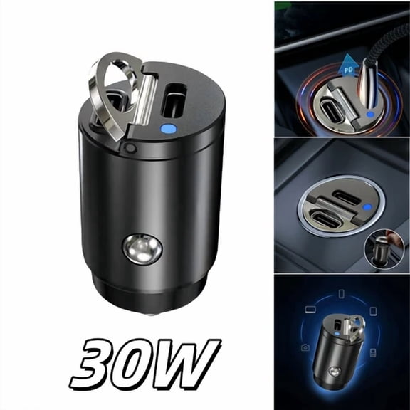 KLYNE- New Dual Usb Type-C Pd Car Phone Charger 30W Fast Charger Adapter Accessories