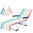 thumbnail image 3 of Funda para silla de playa con bolsillos laterales, acogedora funda de toalla para sillón a rayas de secado rápido para piscina, playa, jardín, hotel, tomar el sol (colorido 01), 3 of 4