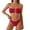 Red, variant on Sexy Fashion Strapless Bikini Set Women's Cutout Front Bandeau Top and Double Strap Bottoms Flattering Fit for Summer Beach Pool SPA Days