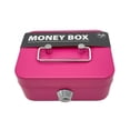 thumbnail image 2 of Durable Fashion Security Lockable with Coin Slot Metal Coin Saving Box, Cash Box, Ideal Money Box for Cash Saving to Help Budget and Save for Vacation Wedding,Gift for Kids Birthday,Openable(Pink), 2 of 8