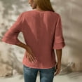thumbnail image 4 of qucoqpe Blouses for Women Dressy Casual Tie Front Short Ruffle Sleeve Boho Tops Summer Fashion V Neck Loose Fit T-Shirt, 4 of 9