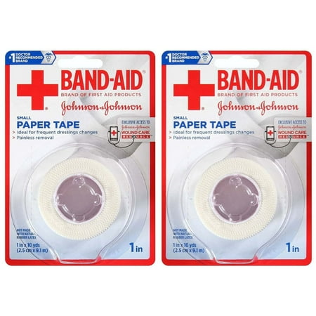 Band-Aid Brand First Aid Hurt-Free Medical Paper Tape, 1 in by 10 yd (Pack of 2)