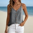 thumbnail image 2 of Fewfanhot Women's Linen Blend Button Front Cami Top, V-Neck Spaghetti Strap Casual Tank, Loose Fit Summer Camisole with Buttons, S-3XL, 2 of 7