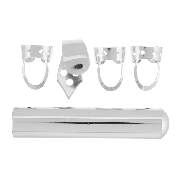 OUNONA Guitar Metal Slide with Finger Picks for Electric and Acoustic Guitars Silver Color Stylish Design Fits All Sizes