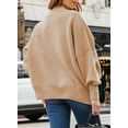 thumbnail image 3 of SHEWIN Womens Sweaters Crewneck Batwing Long Sleeve Side Slit Fall Oversized Ribbed Knit Pullover Jumper Tops Apricot, 3 of 9
