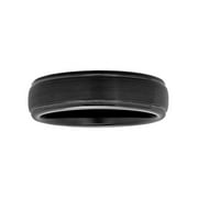 Men's Black Tungsten Grooved Satin Comfort Fit 6MM Wedding Band by Brilliance Fine Jewelry - Mens Ring