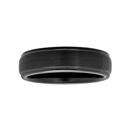 Men's Black Tungsten Grooved Satin Comfort Fit 6MM Wedding Band by Brilliance Fine Jewelry - Mens Ring