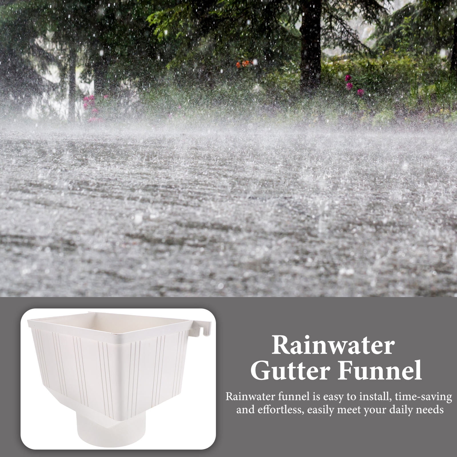 Baluue White Plastic Rain Gutter Connector Set for Rainwater Collection and Outdoor Water Management