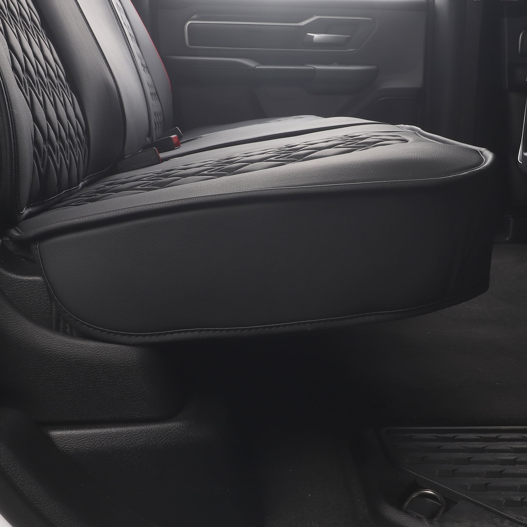 JOJOBAY Car Seat Covers for Dodge Ram,Fit 2009-2025 1500/2500/3500 HD Pick-up Truck,Crew,Regular,Quad,Mega Cab,Waterproof Leather Seat Covers,Seat Covers Protectors (Rear Seat Cover,Black)