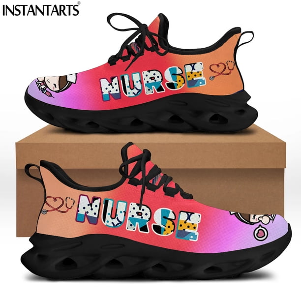 Zapatillas deportivas informales de malla para enfermera, ligeras, con plataforma y cordones, para mujer, para correr,