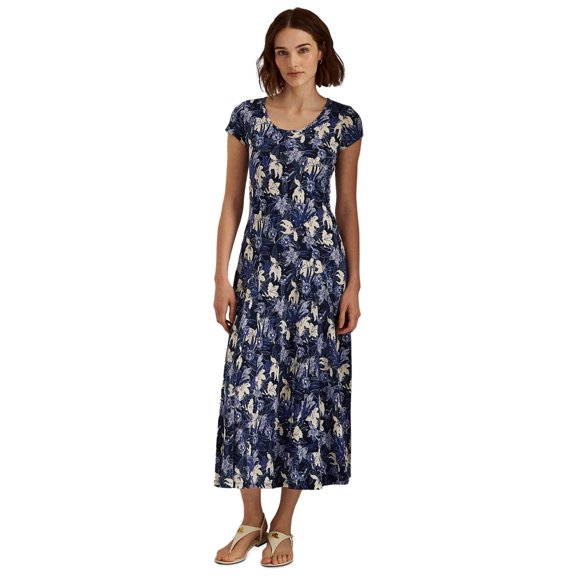 Lauren Ralph Lauren Floral Jersey Maxidress Blue, Large