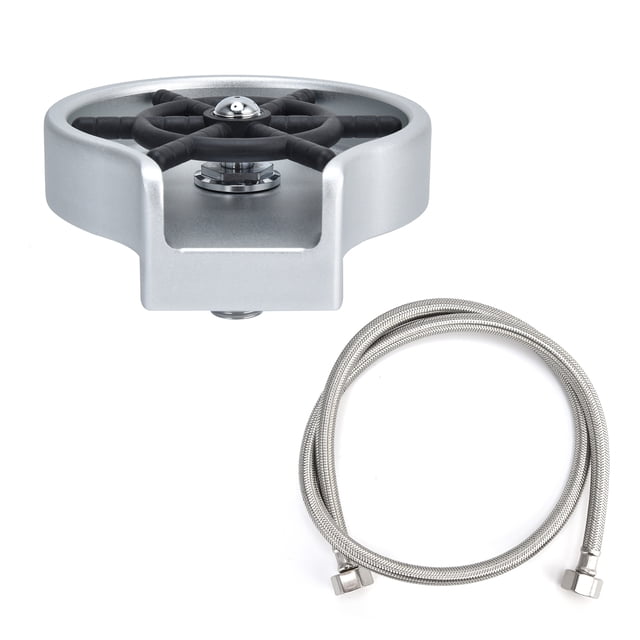 Glass Rinser For Kitchen Sink, Automatically Spray Water Automatic Cup Washer Cup Washer For Sink For Hotels For Commercial Use For Restaurants For Bars Silver + Black