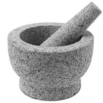 ChefSofi Mortar and Pestle Set - 6 Inch - 2 Cup Capacity - Unpolished Heavy Granite for Enhanced Performance and Organic Appearance - INCLUDED: Anti-Scratch Protector