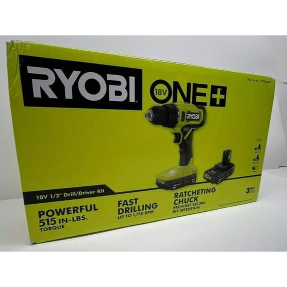 RYOBI ONE 18V Cordless 1/2 in. Drill/Driver Kit with (2) 1.5 Ah Batteries and Charger, Green