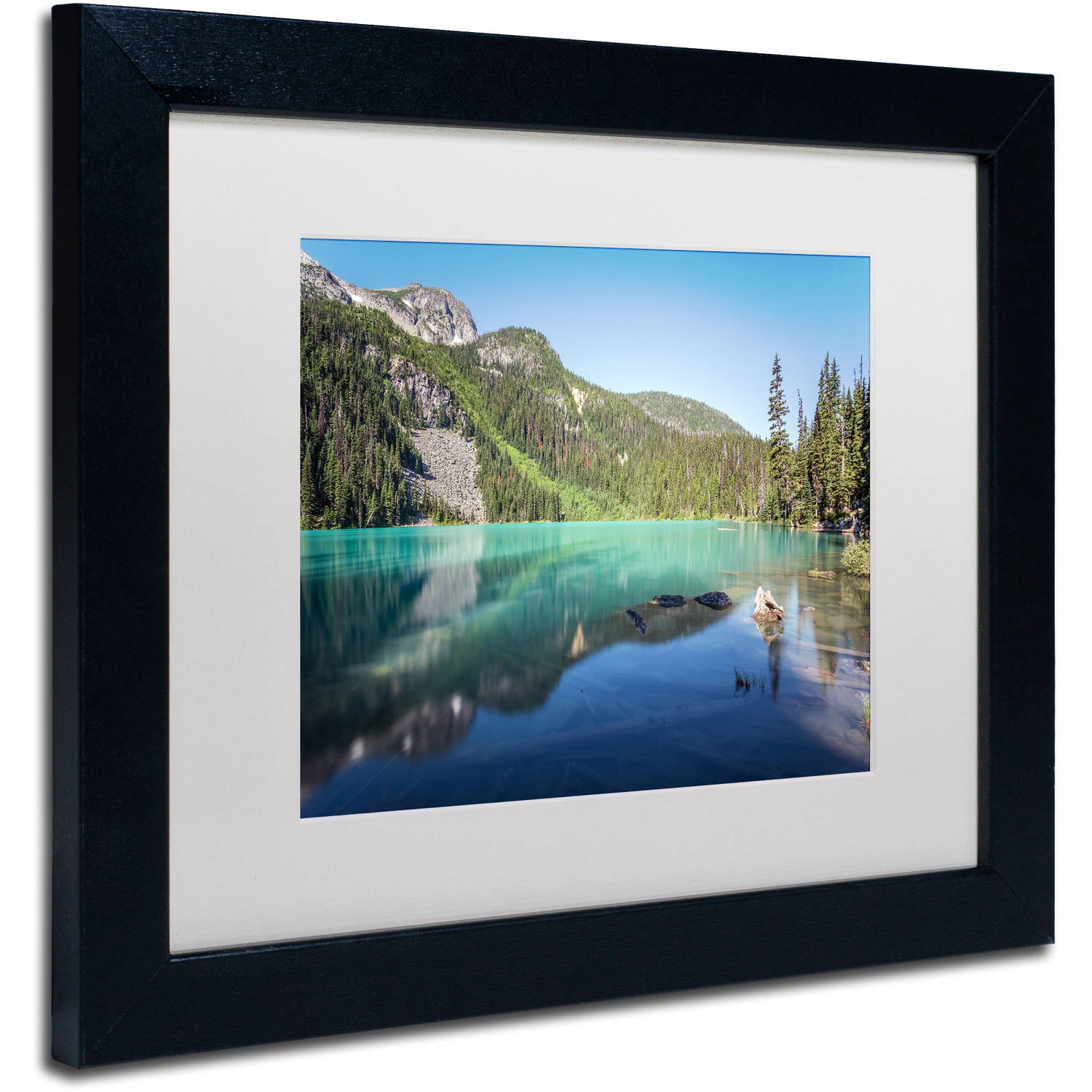 Trademark Fine Art 'Blue Joffre Lakes' Canvas Art by Pierre Leclerc, White Matte, Black Frame
