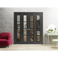 thumbnail image 3 of Sliding Closet Double Bi-fold Doors | Lucia 2466 Matte Black Clear Glass | Sturdy Tracks Moldings Trims Hardware Set | Wood Solid Bedroom Wardrobe Doors, 3 of 5