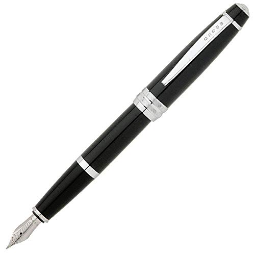 Cross Bailey Refillable Fountain Pen, Medium Nib Gift Set, Includes Fountain Pen, Ink Cartridges, Bottle Ink, Converter, Premium Gift Box - Black