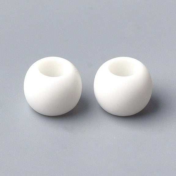 BD808 - 100 pcs White Acrylic Smooth Ball Spacer Beads - 10mm - Large Hole: 4.5mm - MATTE - Fits European Cords and Paracord!