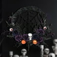 thumbnail image 6 of Coollooc Halloween Wreath for Front Door 18 Inch Black Spider Web and Horror Skull Fake Flowers Ornamnets Scary Halloween Decor Spooky Outdoor Indoor Home Party Fireplacce Window Wall Hanging Decor, 6 of 9