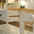 thumbnail image 6 of Kitchen Island Cart with Rubber Wood Counter Top, Kitchen Islan on Wheels with 2 Drawers and 2 Open Shelves, 3 Tier Portable Rolling Kitchen Island with Two Lockable Wheels, Towel Rack, White, 6 of 9