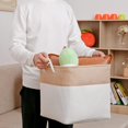 thumbnail image 5 of Large Cube Storage Baskets Organizer (10.5" x 10.5" x 11") for Clothes Toys Towel Books, Canvas Fabric Sturdy Collapsible Storage Boxes with Cotton Handles for Closet, Shelves (Beige/Brown, 6 Pack), 5 of 16