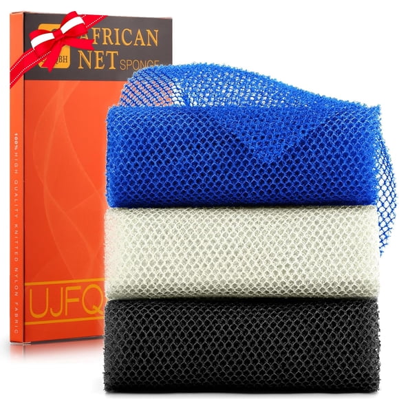 Esponja de baño africana UJFQBH de malla larga exfoliante (3 piezas)