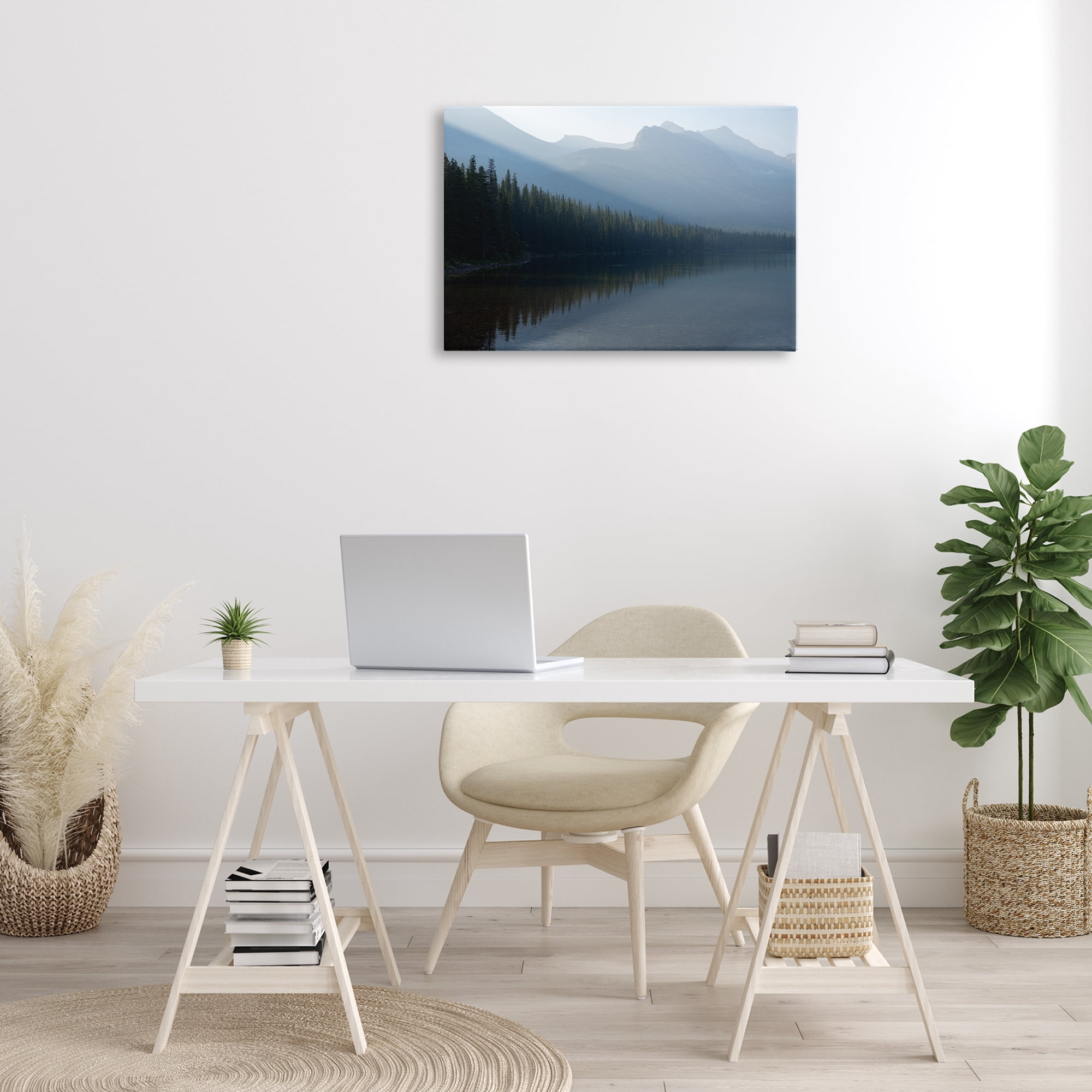 Stupell Industries Foggy Lakeside Trees Landscape Photography Gallery Wrapped Canvas Art Print Wall Art, 30 x 20