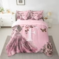 thumbnail image 2 of Erosebridal Ensemble de Literie Romantique à Roses Format Double, Literie Lettre Initiale F Format Double, Ensemble de Lit Réversible Princesse de Conte de Fées, Déco de Chambre Respirante, 7 Pcs, 2 of 6