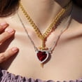thumbnail image 3 of Aellinatey 2Pcs Creative Heart Meets Swords Necklace Set For Unique And Meaningful Style, 3 of 11