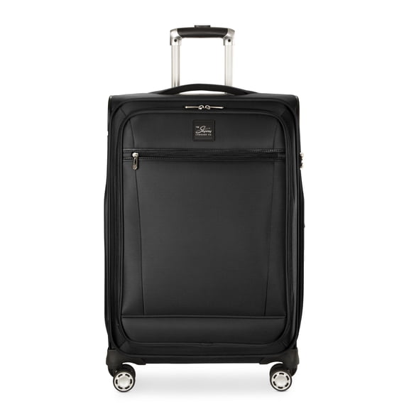 Skyway Luggage Ballard Softside 24" Expandable Medium Checked Luggage with Spinner Wheels, Adult, Black