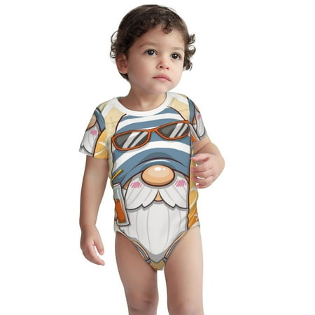 

Kdxio Hello Summer Cute Gnome Pattern Unisex Baby Cotton Short Sleeve Bodysuits-2 Years