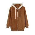 thumbnail image 4 of Baberdicy Fleece Jacket Women's Autumn and Winter New Casual Fashion Loose Plush Zipper Hooded Coat Fleece Jacket Khaki, 4 of 4