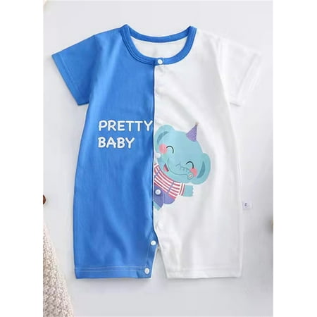 

TOWED22 Baby Rompers Boys Baby Christmas Outfit Girl Boy Crewneck Sweatshirt Romper Block Long Sleeve Jumpsuit Fall Winter Clothes Blue