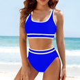 thumbnail image 6 of Hontri Bikinis Set Women's Two Swimsuit High Waisted Contrasting Colors Bikini Sets Double Shoulder Bathing Suits for 2024 Sky Blue L, 6 of 7