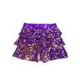 thumbnail image 4 of JanJean Kids Girls Sequins Ballet Tutu Mini Skirt Latin Jazz Dance Dress Gymnastics Costume Sparkling Purple 10, 4 of 5
