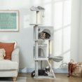 thumbnail image 2 of PawHut 63 Inch Cat Tree with Sisal Scratching Posts, Condos, Light Grey, 2 of 10