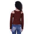 thumbnail image 5 of Moomaya Womens Cold Shoulder Short Top Solid Full Sleeves Summer Tee Tops, 5 of 7