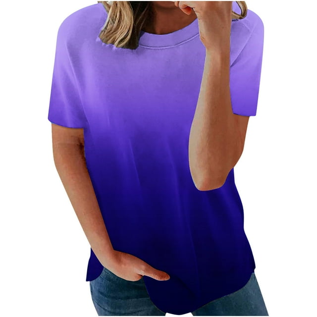 SMihono Hauts pour Femmes Été Décontracté Mode Confortable Col Rond Manches Courtes Imprimé Blouse T-shirt Oversize pour Femmes 2023