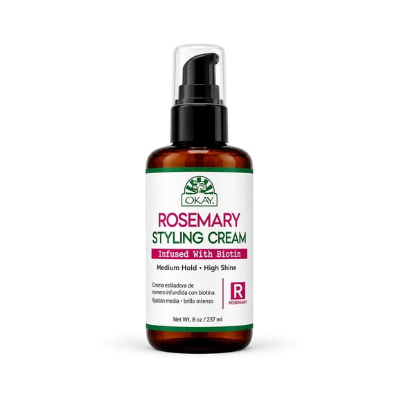 OKAY Rosemary Styling Cream with Biotin 8 oz – Hair Styling Cream for Medium Hold, High Shine, Frizz Control & Stronger Hair