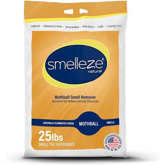 SMELLEZE Natural Moth Ball Smell Deodorizer Gran. 25 lb. Bag Sprinkle Generously