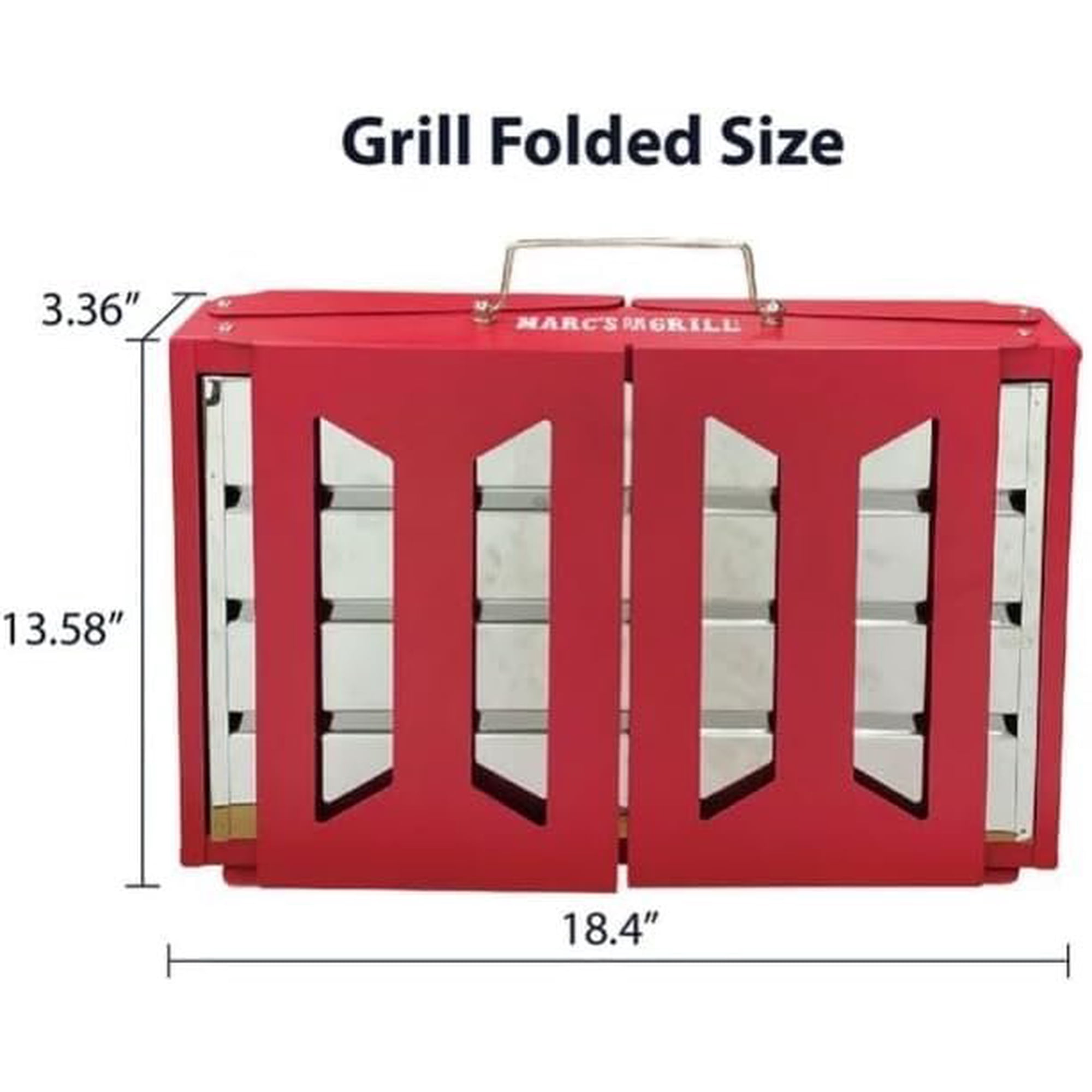 J&V TEXTILES Folding Portable Charcoal Grill, Tailgate Traveler Grill, Foldable Sturdy Durable Tabletop, Large Cooking Area 17x12" BBQ Backyard Outdoor Camping Beach Picnic Hiking Red