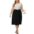 thumbnail image 2 of Agnes Orinda Women's Plus?Size?Tops Polka Dots Tie?V Neck Sleeveless Classic Blouses 1X White, 2 of 7