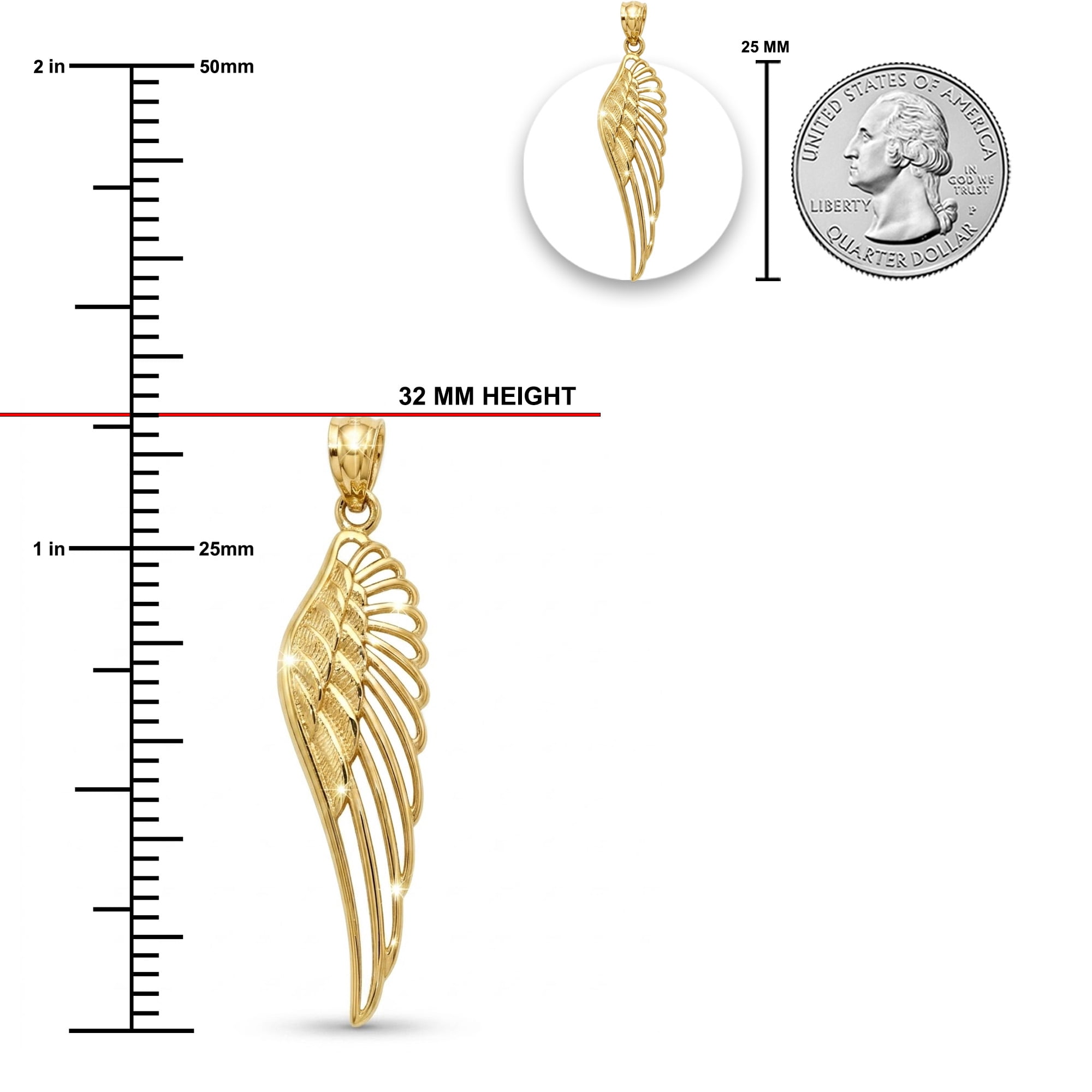Charm America - Gold Open Angel Wing Charm - 14 Karat Solid Gold