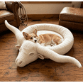 thumbnail image 2 of Longhorn Lounger Pet Bed, Soft Sherpa‑Filled Longhorn‑Designed Pet Bed for Daily Napping, 2 of 5